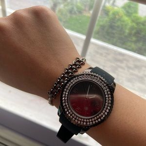 Rhinestone watch and bracelet